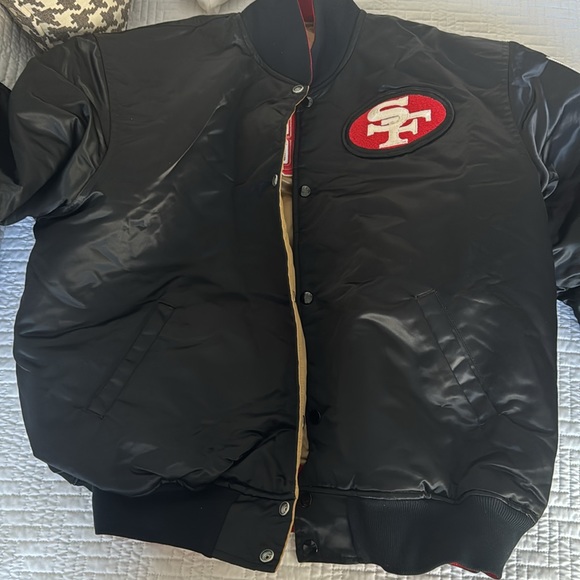 San Francisco 49ers Vintage 80s Starter Reversible Satin Bomber Jacket - Picture 2 of 5